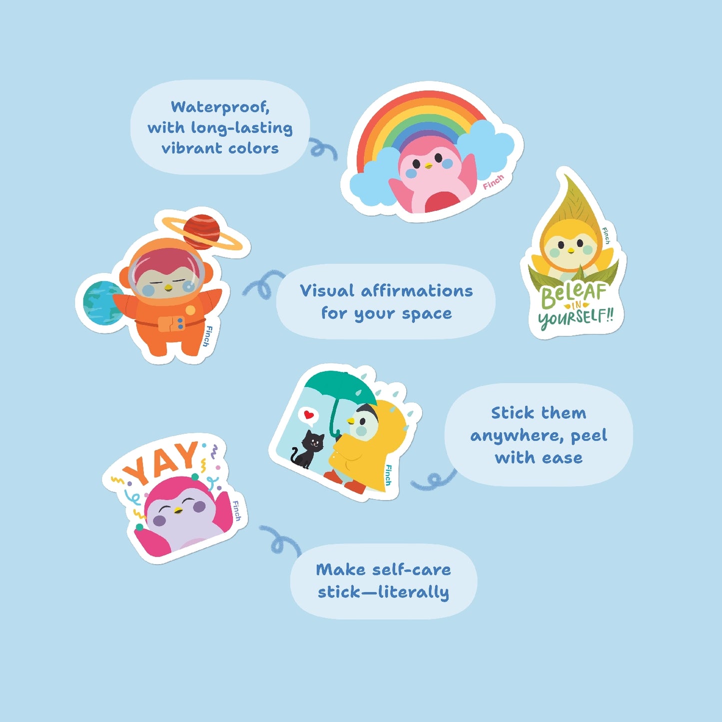 Finch Vinyl Stickers 6-Pack - Finch