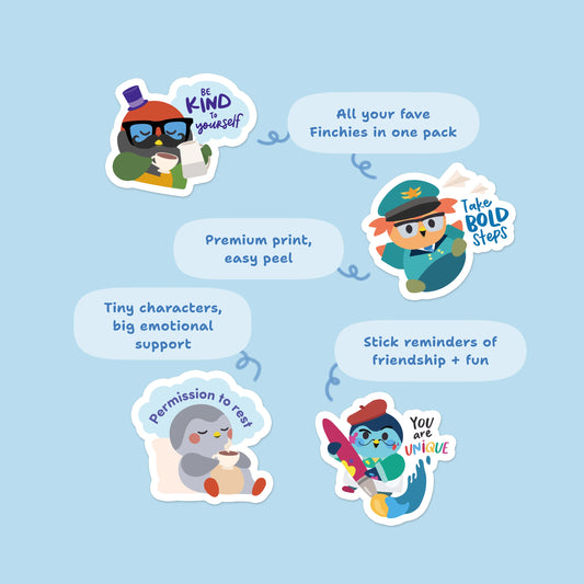 Finchie & Friends Motivational Stickers - Vol. 1