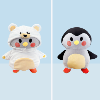 Black Finch Plushie with Removable White Bear Costume