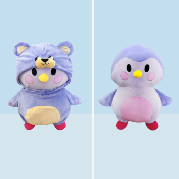 Purple Finch Plushie with Removable Purple Bear Costume