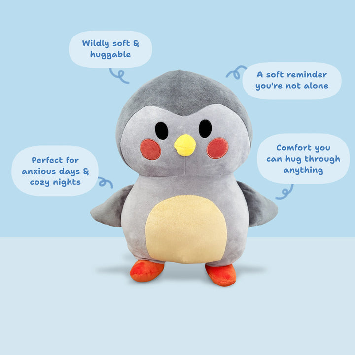 Gray Plushie: Where Soft Self-Care Begins - Finch 