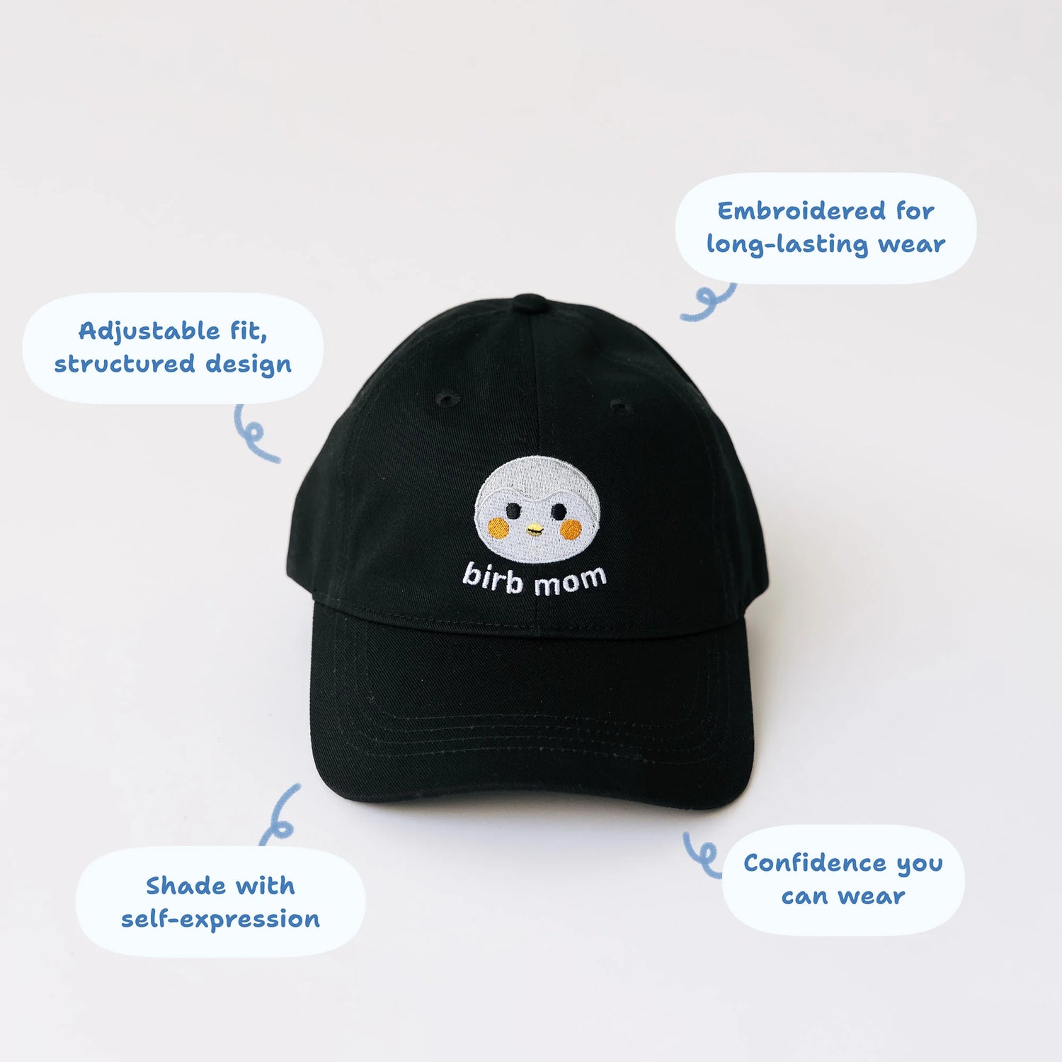 Birb Mom Embroidered Baseball Cap - Finch 