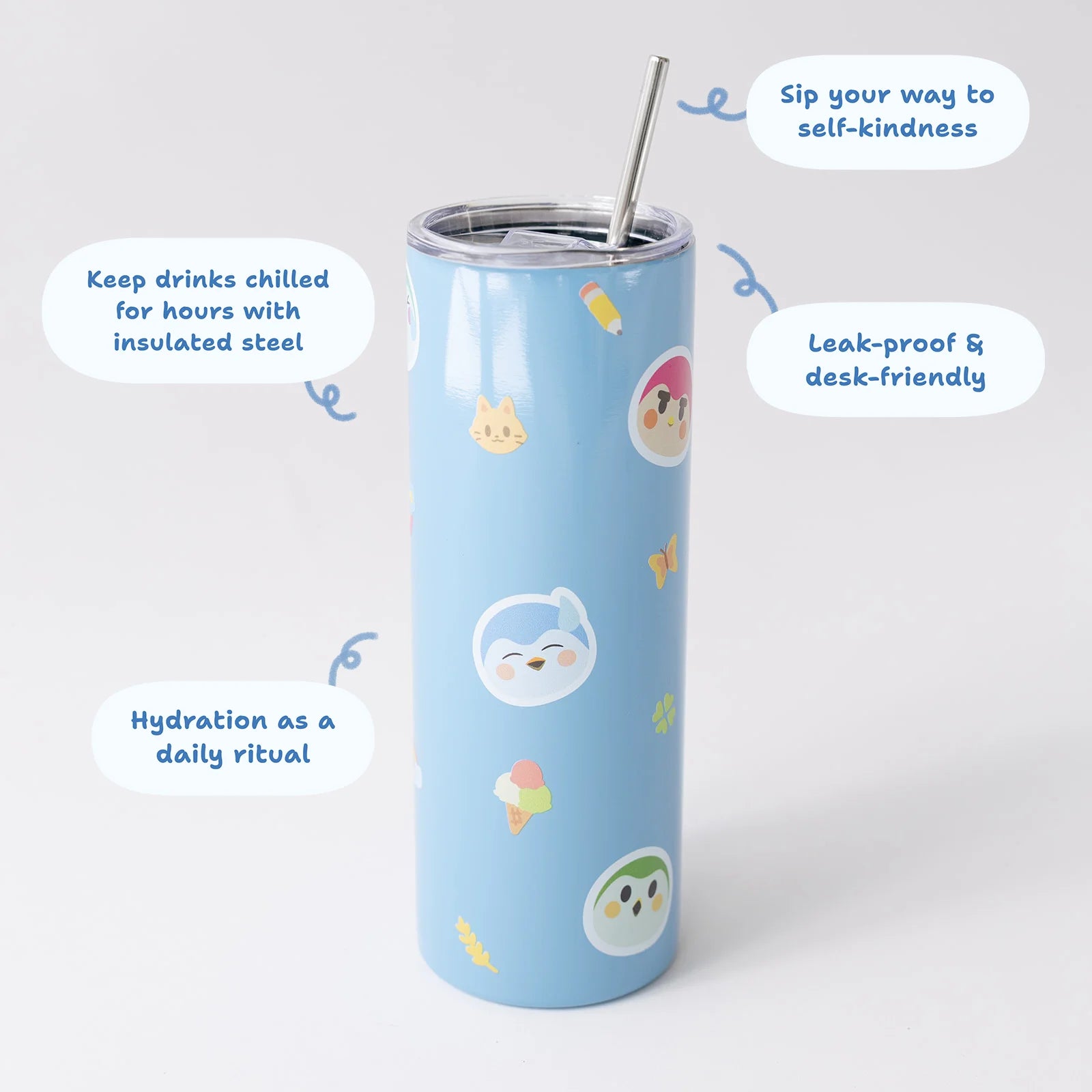 Finch 20oz Insulated Stainless Steel Water Bottle with Lid & Straw - Finch 