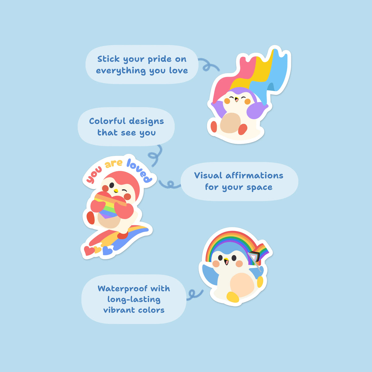 Pride Sticker Pack | Finch Rainbow Vinyl Stickers 🌈