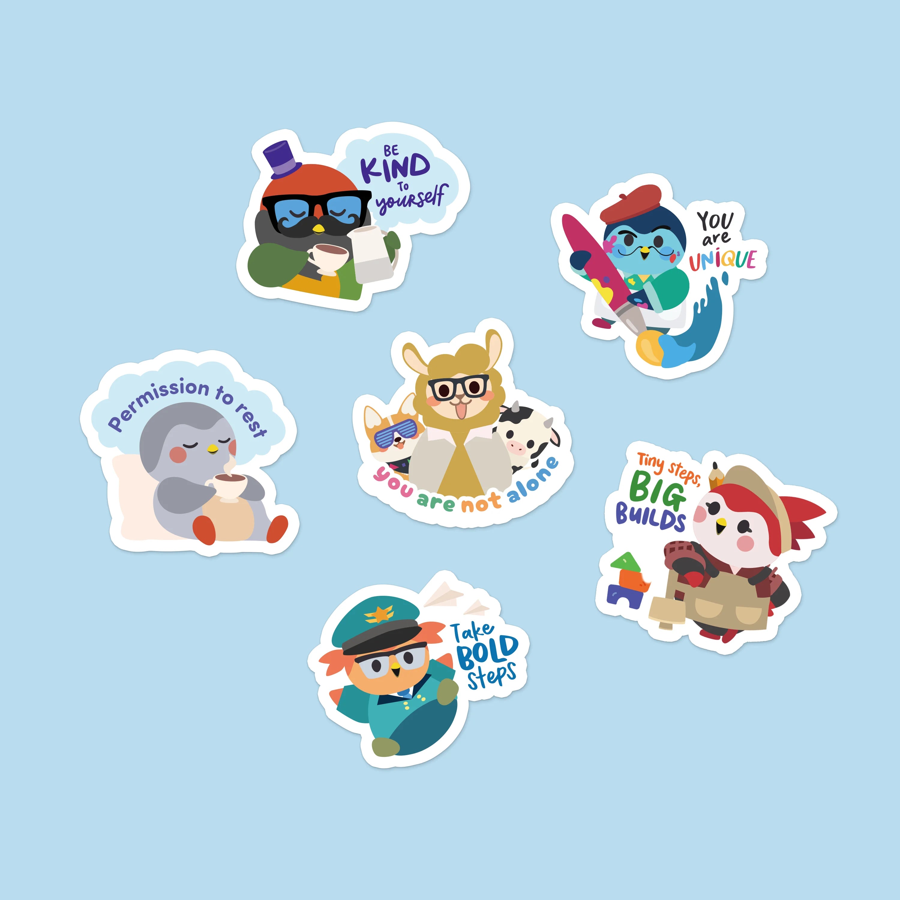 Finchie & Friends Motivational Stickers - Vol. 1